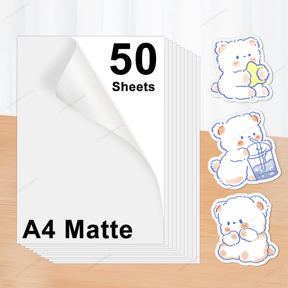 Commercial Vinyl Printing - 20/50 แผ่น Matte พิมพ์ไวนิลสติกเกอร์กระดาษกันน้ํา A4 กระดาษพิมพ์สําหรับเครื่องพิมพ์อิงค์เจ็ท