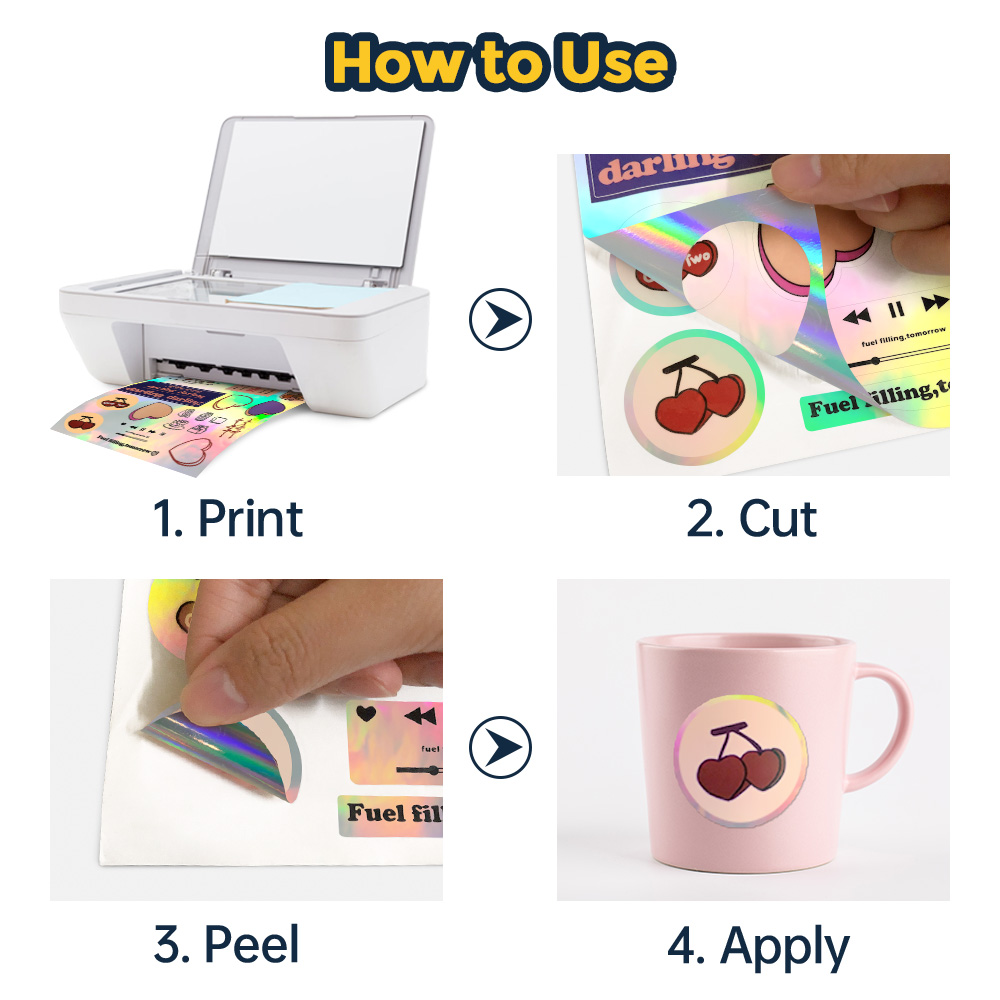 10แผ่น holographic พิมพ์สติกเก - Commercial Vinyl Printing บทวิจารณ์และราคา