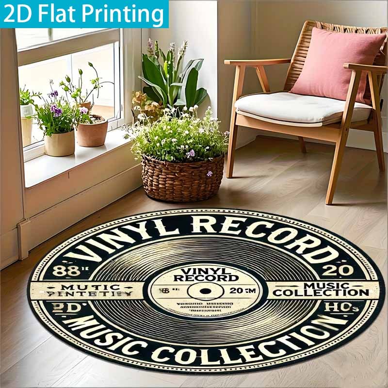 พรมทรงกลมลายแผ่นเสียงไวนิลสีดำ - Commercial Vinyl Printing บทวิจารณ์และราคา