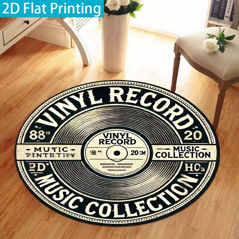 พรมทรงกลมลายแผ่นเสียงไวนิลสีดำ - Commercial Vinyl Printing บทวิจารณ์และราคา