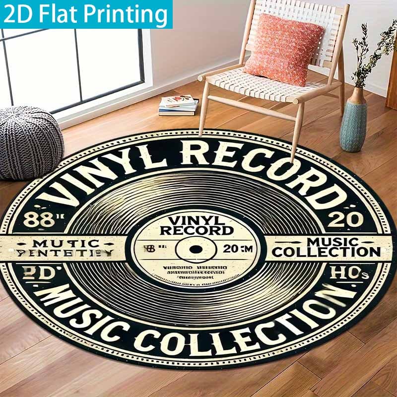 พรมทรงกลมลายแผ่นเสียงไวนิลสีดำ - Commercial Vinyl Printing บทวิจารณ์และราคา